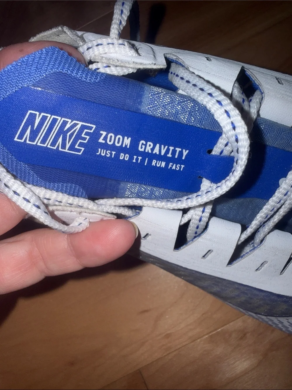 Nike Zoom Gravity Men's White and Blue Performance Running Shoes sz12 EUC